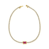 14K Gold Pink Sapphire & Diamond Tennis Bracelet