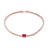 14K Gold Pink Sapphire & Diamond Tennis Bracelet