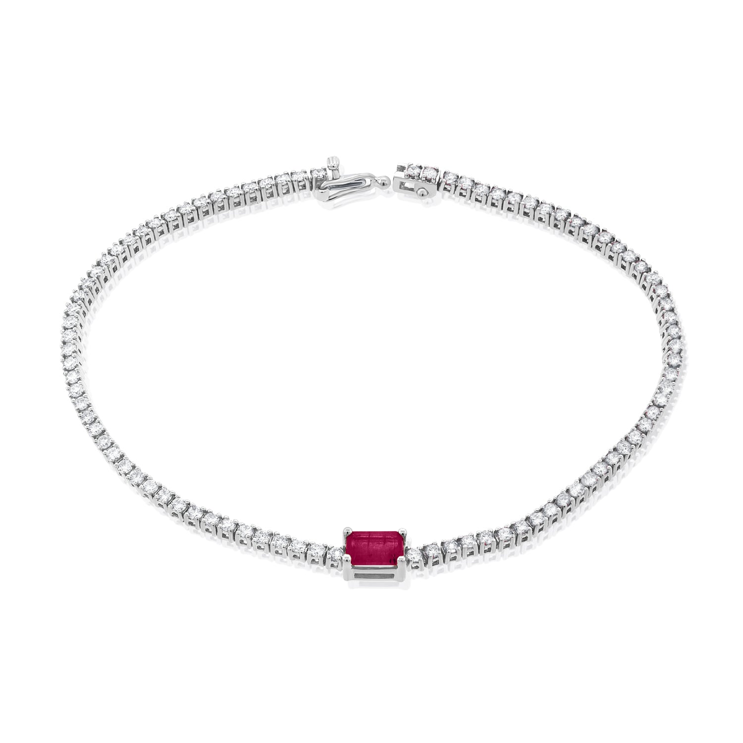 14K Gold Pink Sapphire & Diamond Tennis Bracelet