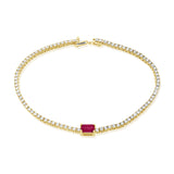 14K Gold Pink Sapphire & Diamond Tennis Bracelet
