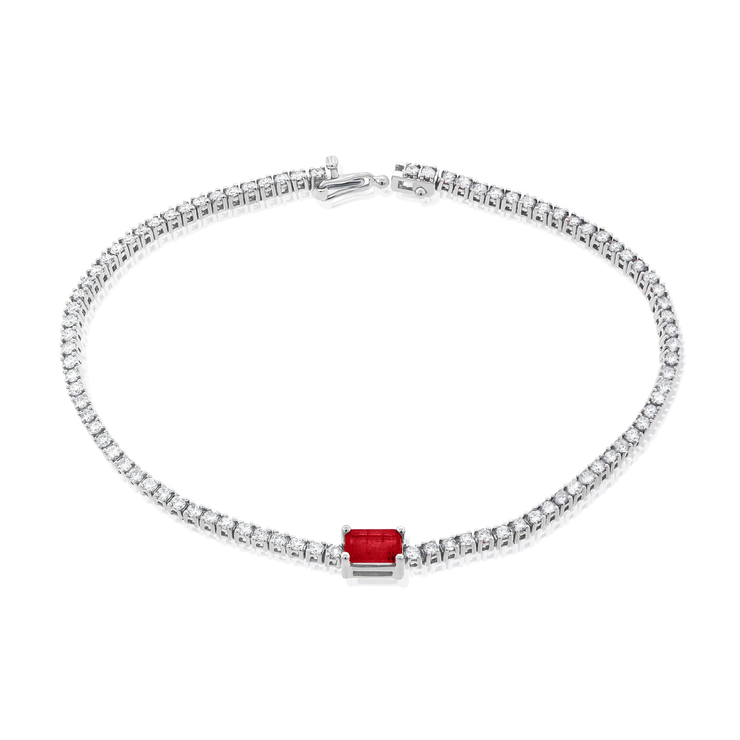 14K Gold Ruby & Diamond Tennis Bracelet