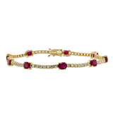 14K Gold Ruby & Diamond Station Tennis Bracelet