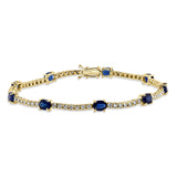 14K Gold, Blue Sapphire & Diamond Station Tennis Bracelet