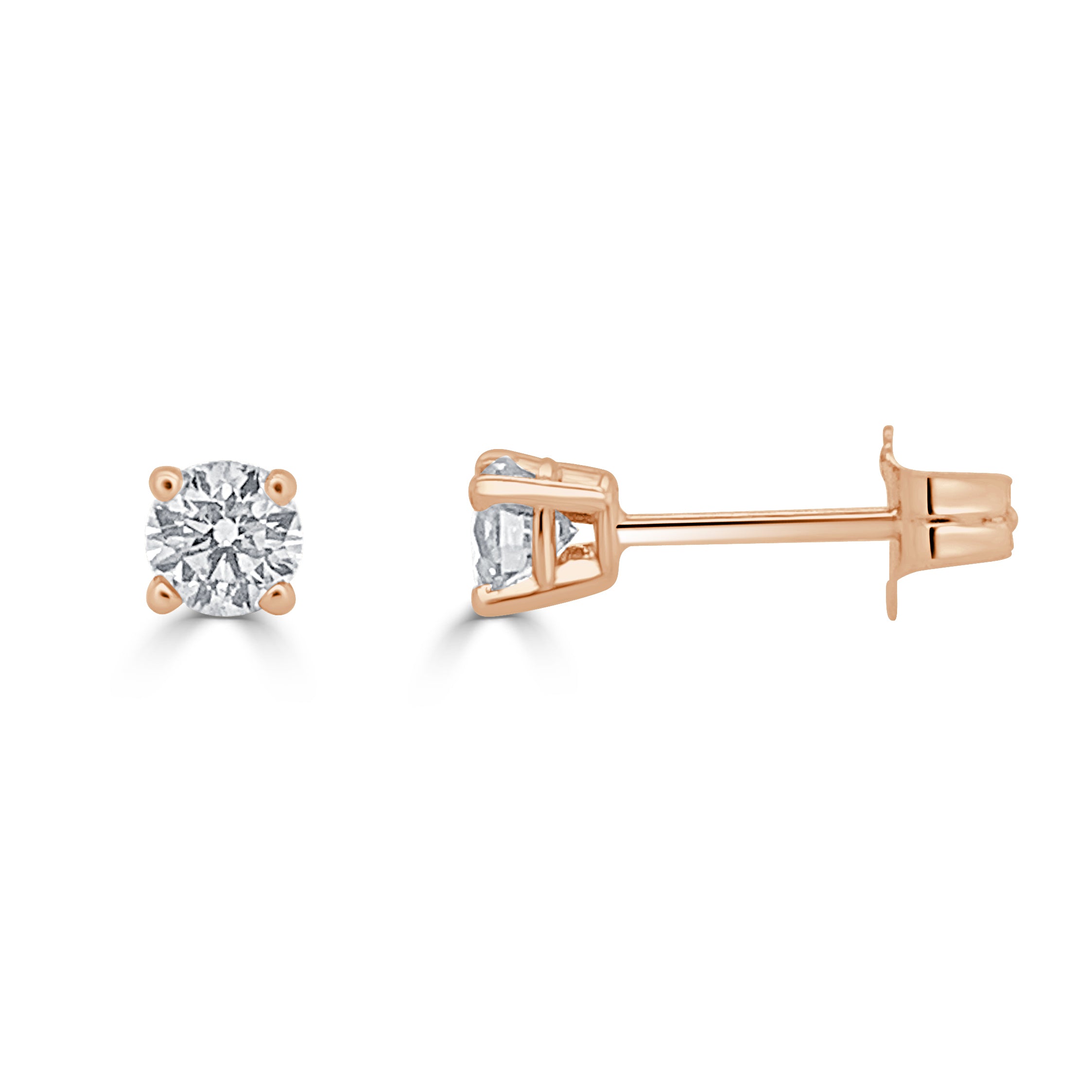 14k Gold & Diamond Round Stud Earrings - 0.39ct