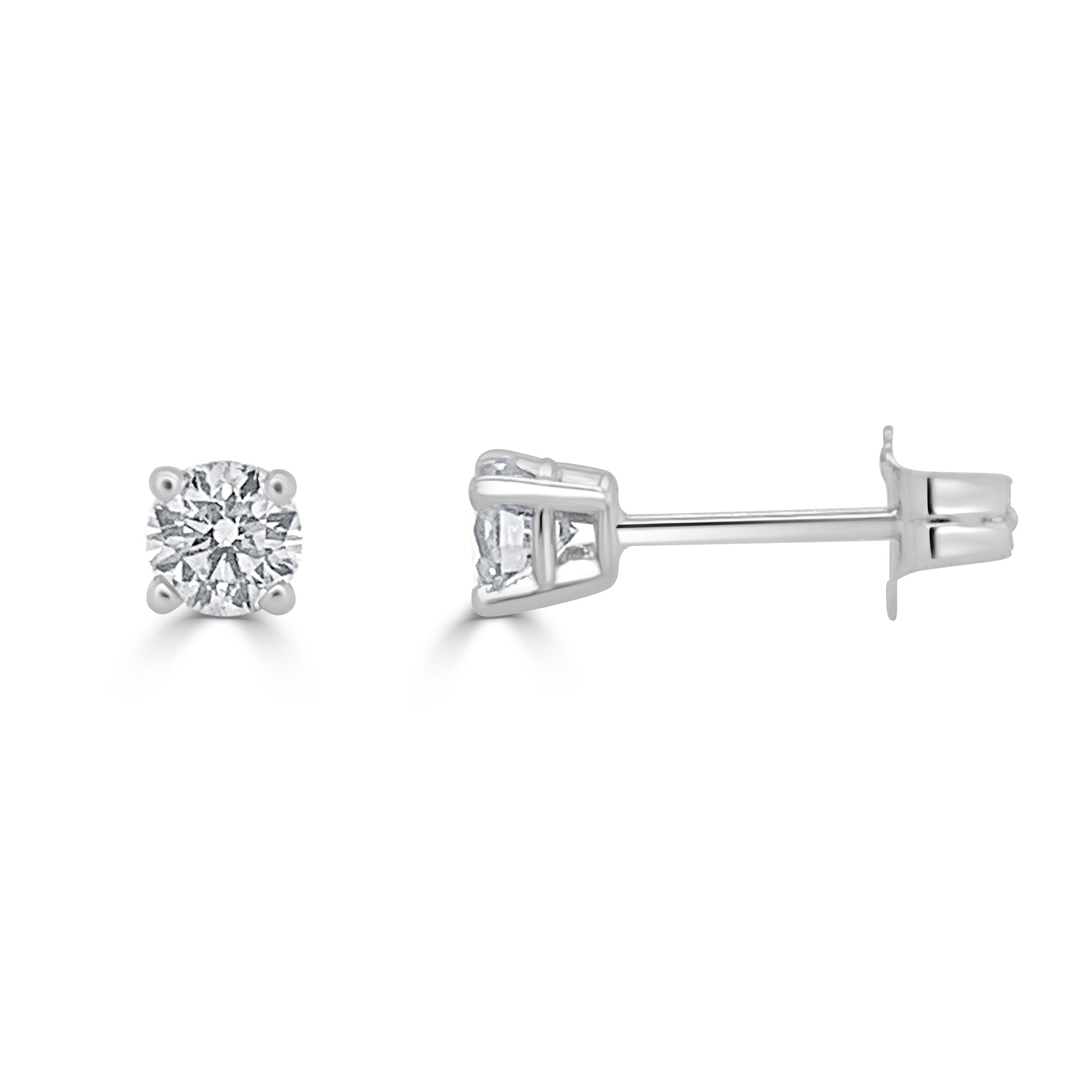 14k Gold & Diamond Round Stud Earrings - 0.39ct