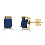 14k Gold & Blue Sapphire Emerald-Cut Stud Earrings - 0.78ct