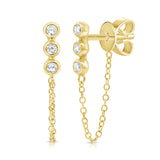 14k Gold & Diamond Chain Dangle Earrings - 0.12ct