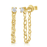 14K Gold & Diamond Chain Dangle Earrings - 0.23ct