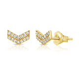 14k Gold & Diamond Arrow Stud Earrings - 0.08ct