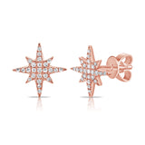 14k Gold & Diamond Star Stud Earrings - 0.12ct