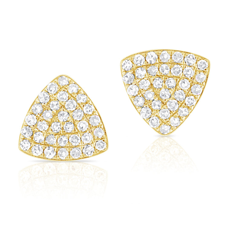 14k Gold & Diamond Triangle Stud Earrings - 0.16ct