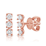 14k Gold & Diamond Bar Stud Earrings - 0.13ct