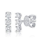 14k Gold & Diamond Bar Stud Earrings - 0.11ct