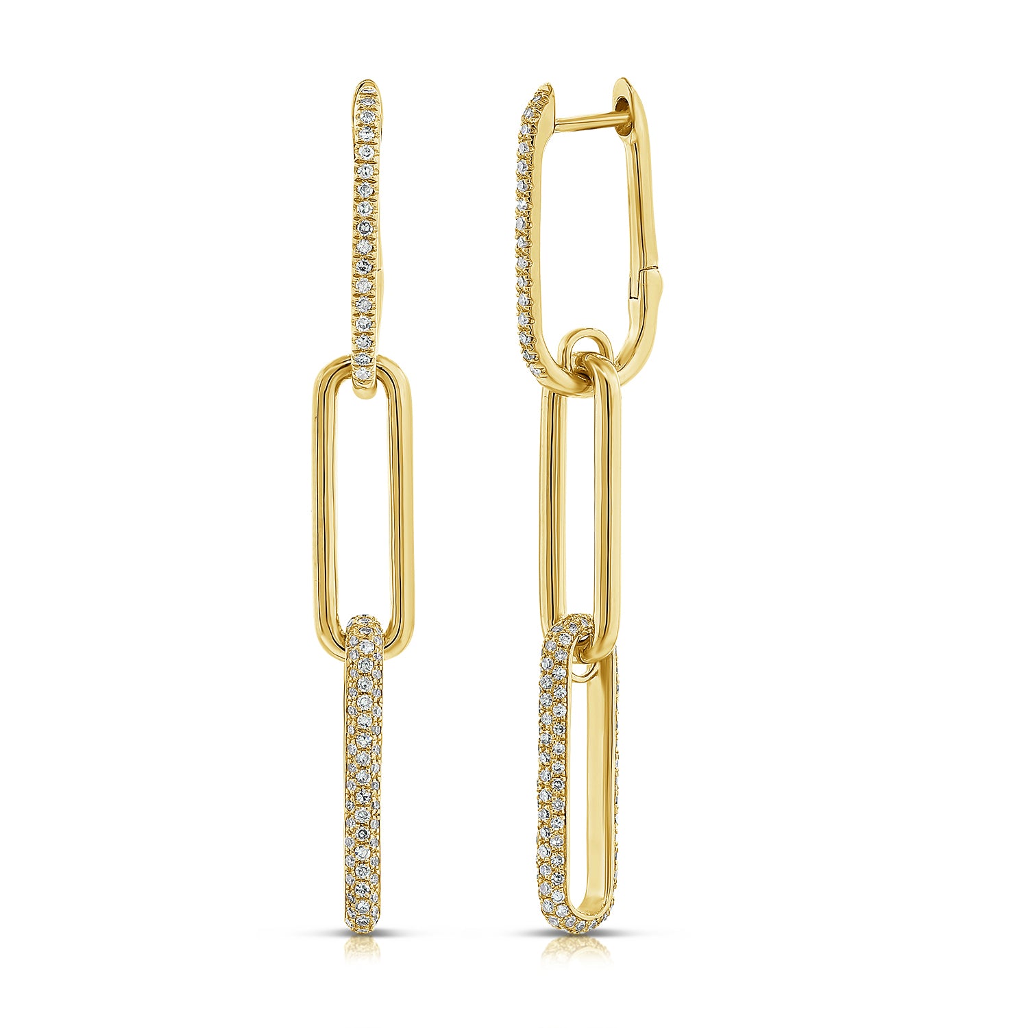 14k Gold & Diamond Paperclip Link Earrings - 0.60ct