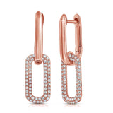 14k Gold & Diamond Paperclip Link Earrings - 0.34ct