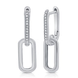 14k Gold & Diamond Paperclip Link Dangle Earrings - 0.09ct