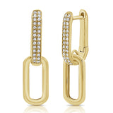 14k Gold & Diamond Paperclip Link Dangle Earrings - 0.18ct