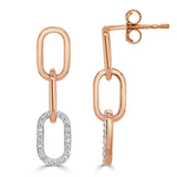 14k Gold & Diamond Dangle Paperclip Earrings - 0.15ct