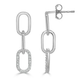 14k Gold & Diamond Dangle Paperclip Earrings - 0.15ct