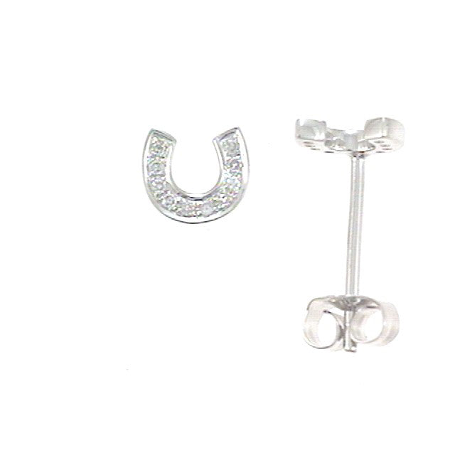 14k Gold & Diamond Horseshoe Stud Earrings- 0.05 ct.