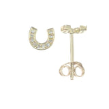 14k Gold & Diamond Horseshoe Stud Earrings- 0.05 ct.