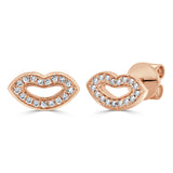 14k Gold & Diamond Open Lips Stud Earrings - 0.16ct
