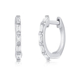 14K Gold & Baguette Diamond Huggie Earrings - 0.17ct