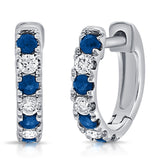 14K Gold Alternating Sapphire & Diamond Huggie Earring