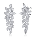 14K Gold & Diamond Flower Dangle Earrings - 5.58ct