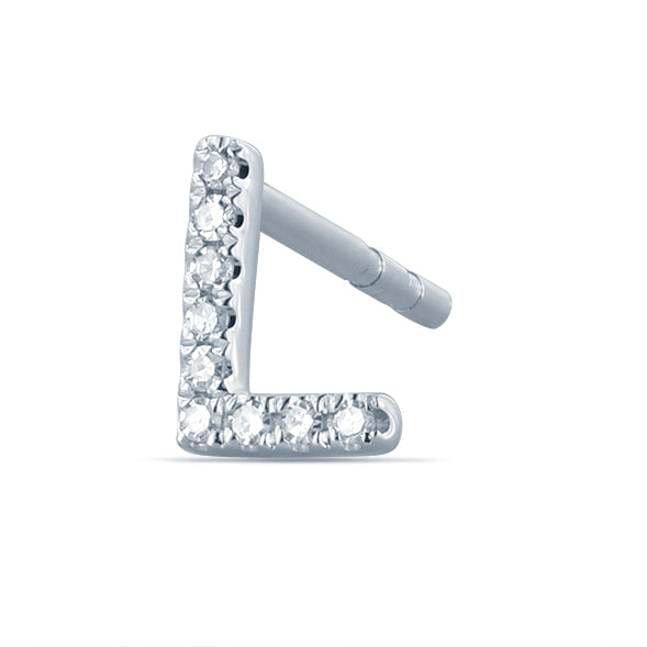 14k Gold & Diamond Initial Stud Earring- 0.04 ct.