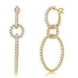 14K Gold & Diamond Dangle Link Earrings - 2.70ct