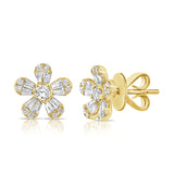 14k Gold & Diamond Baguette Stud Earrings - 0.99ct