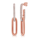 14k Gold & Diamond Link Paperclip Link Earrings-1.97 ct.