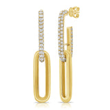 14k Gold & Diamond Link Paperclip Link Earrings-1.97 ct.