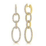 14k Gold & Diamond Oval Link Drop Earrings - 2.55ct