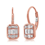 14k Gold & Baguette Diamond Leverback Earrings - 0.51ct