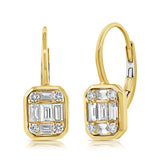 14k Gold & Baguette Diamond Leverback Earrings - 0.51ct