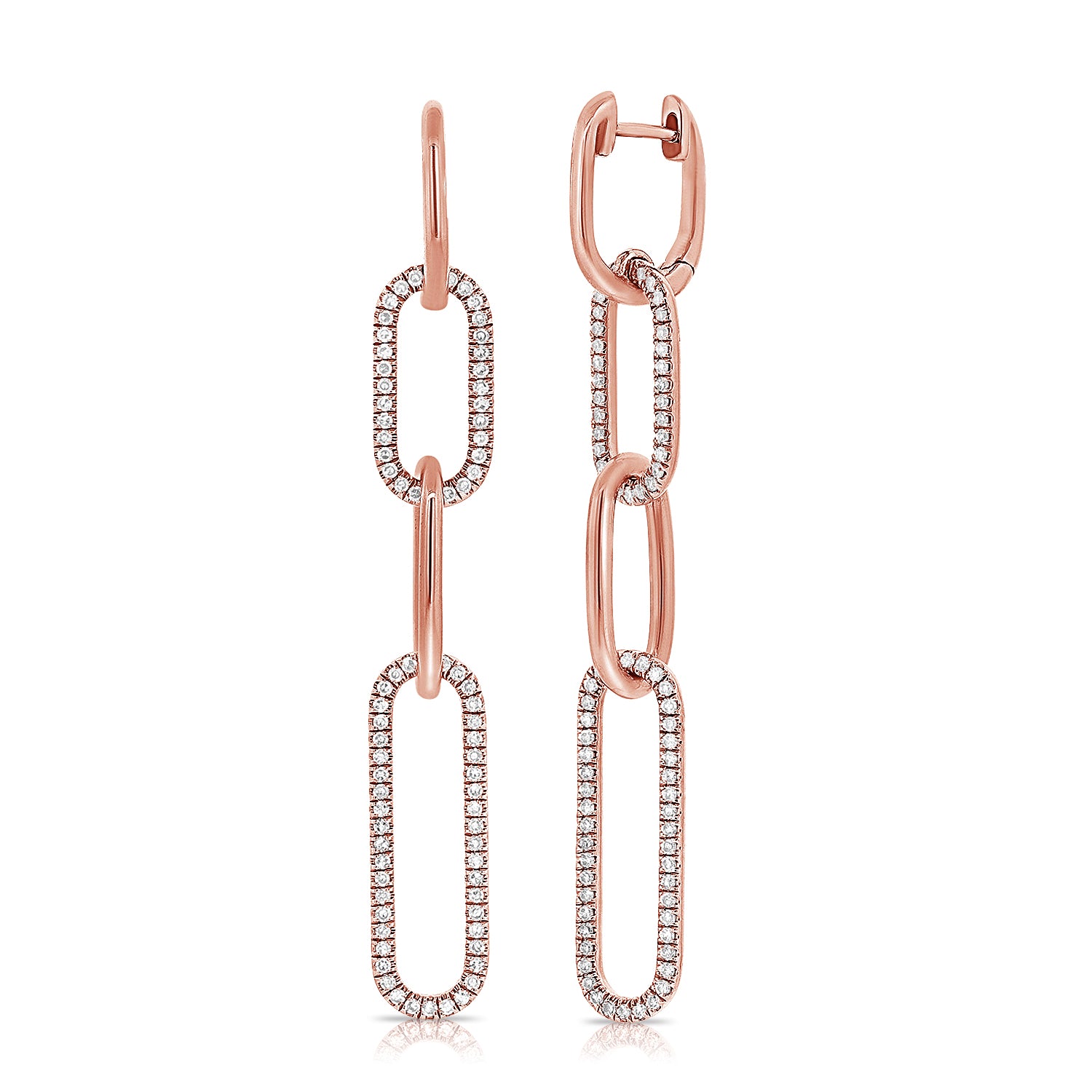 14k Gold & Diamond Paperclip Link Earrings - 0.51ct