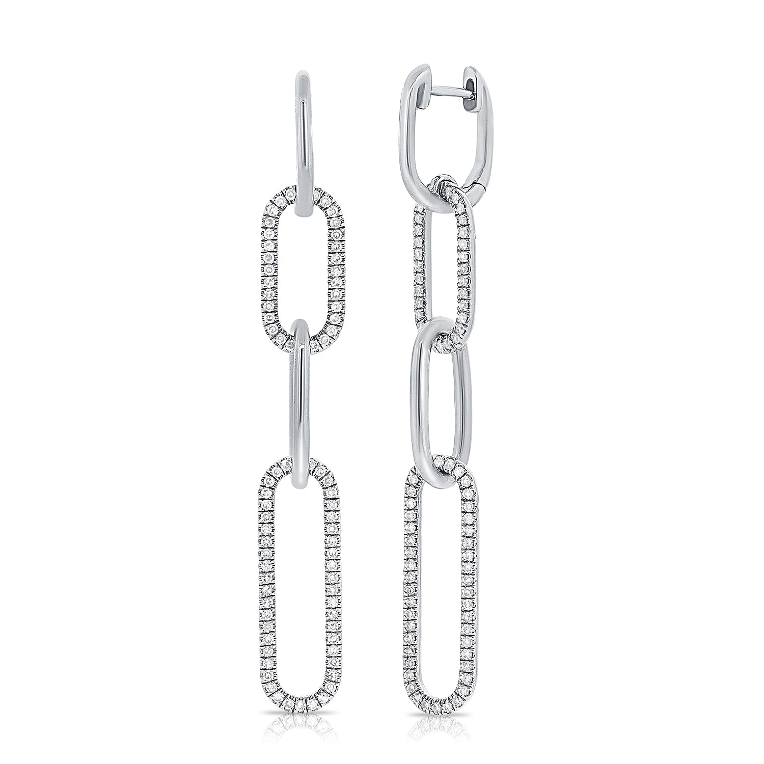 14k Gold & Diamond Paperclip Link Earrings - 0.51ct