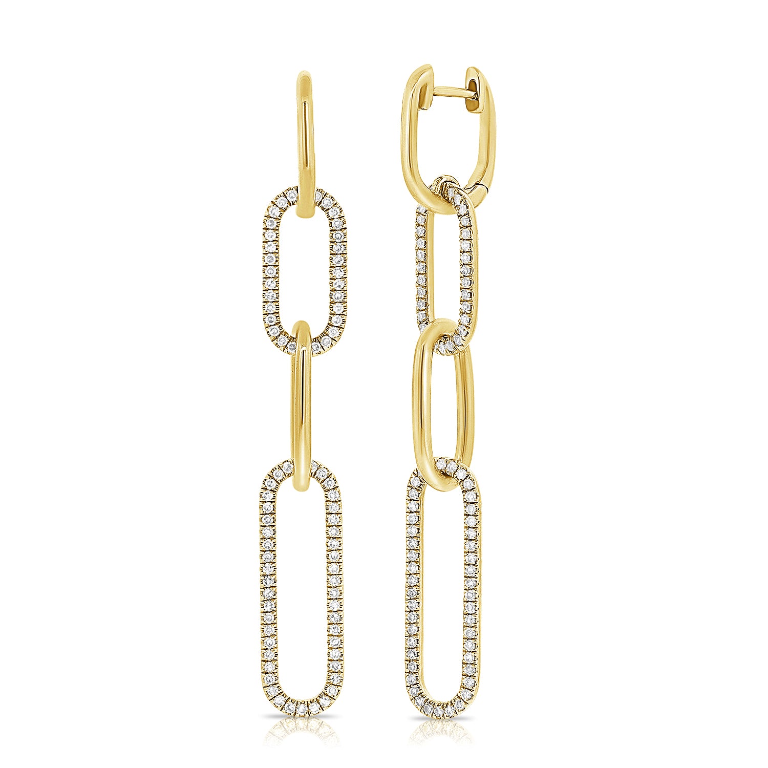 14k Gold & Diamond Paperclip Link Earrings - 0.51ct