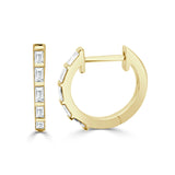 14k Gold & Baguette Diamond Huggie Earrings - 0.22ct