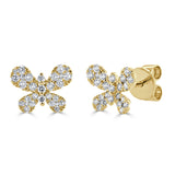 14k Gold & Diamond Butterfly Stud Earrings - 0.46ct