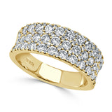 14k Gold & Diamond 3-Row Ring - 1.64ct