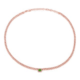 14k Gold Green Emerald & Diamond Link Necklace