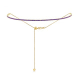 14k Gold & Blue Sapphire Adjustable Tennis Choker Necklace - 2.57ct
