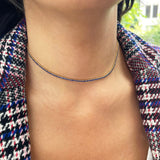 14k Gold & Blue Sapphire Adjustable Tennis Choker Necklace - 2.57ct