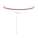 14k Gold & Red Ruby Adjustable Tennis Choker Necklace - 3.92ct