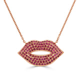 14K Gold & Ruby Large Lip Pendant Necklace - 0.90ct