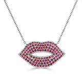 14K Gold & Ruby Large Lip Pendant Necklace - 0.90ct