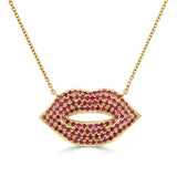 14K Gold & Ruby Large Lip Pendant Necklace - 0.90ct